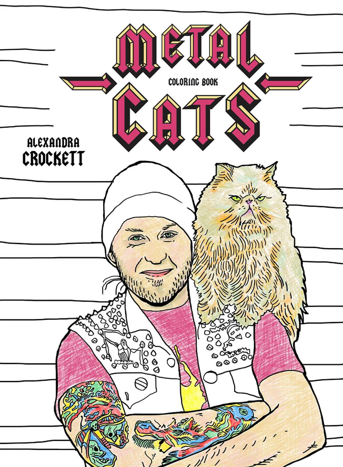 �Metal Cats Coloring Book,� (Powerhouse Books, 2017, $9.99), which capitalizes on the adult coloring book trend, is based a book of the same title, �Metal Cats,� (Powerhouse Books, 2014) � a series of photo portraits by Alexandra Crockett of 30 West Coast heavy metal musicians and their cats. The book was meant to show the softer, human side of heavy metal musicians as they posed with their pets, and to bring attention to no-kill animal shelters. Illustrations for the coloring book are by Chuck Gonzales.