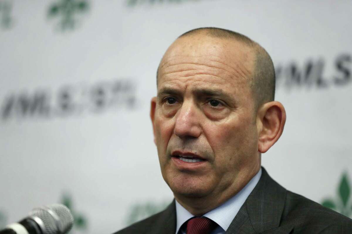 In this March 27, 2017 file photo, Major League Soccer commissioner Don Garber speaks during a news conference in St. Louis.
