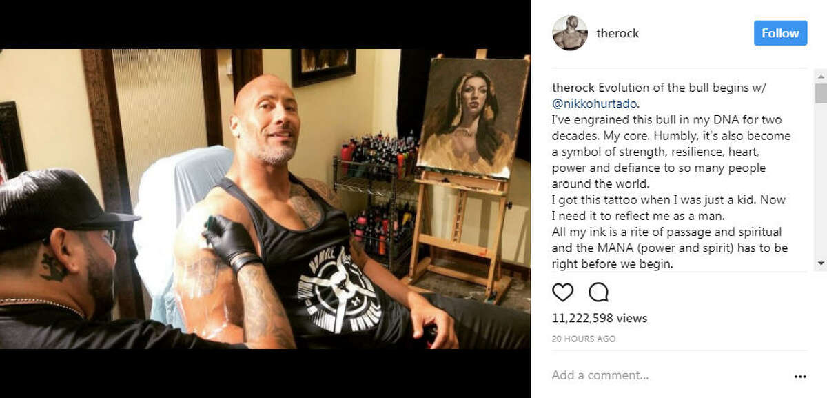 The Rock Covers Up Brahma Bull Tattoo With An Even Bigger Tattoo Photo   PWPIXnet