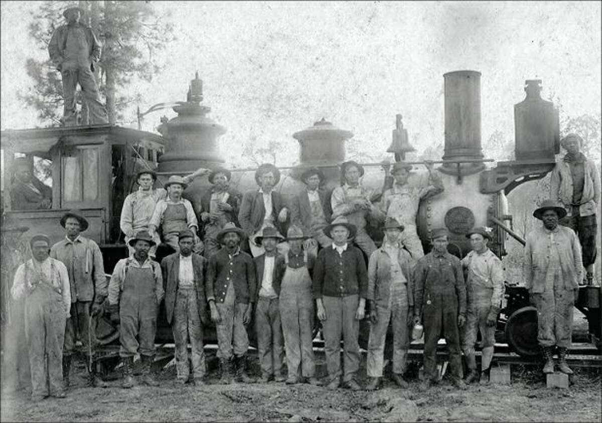 Workers at the Tamina Sawmill. Tamina had a sawmill, which was a part of the Grogan's mills from 1917 to 1927.