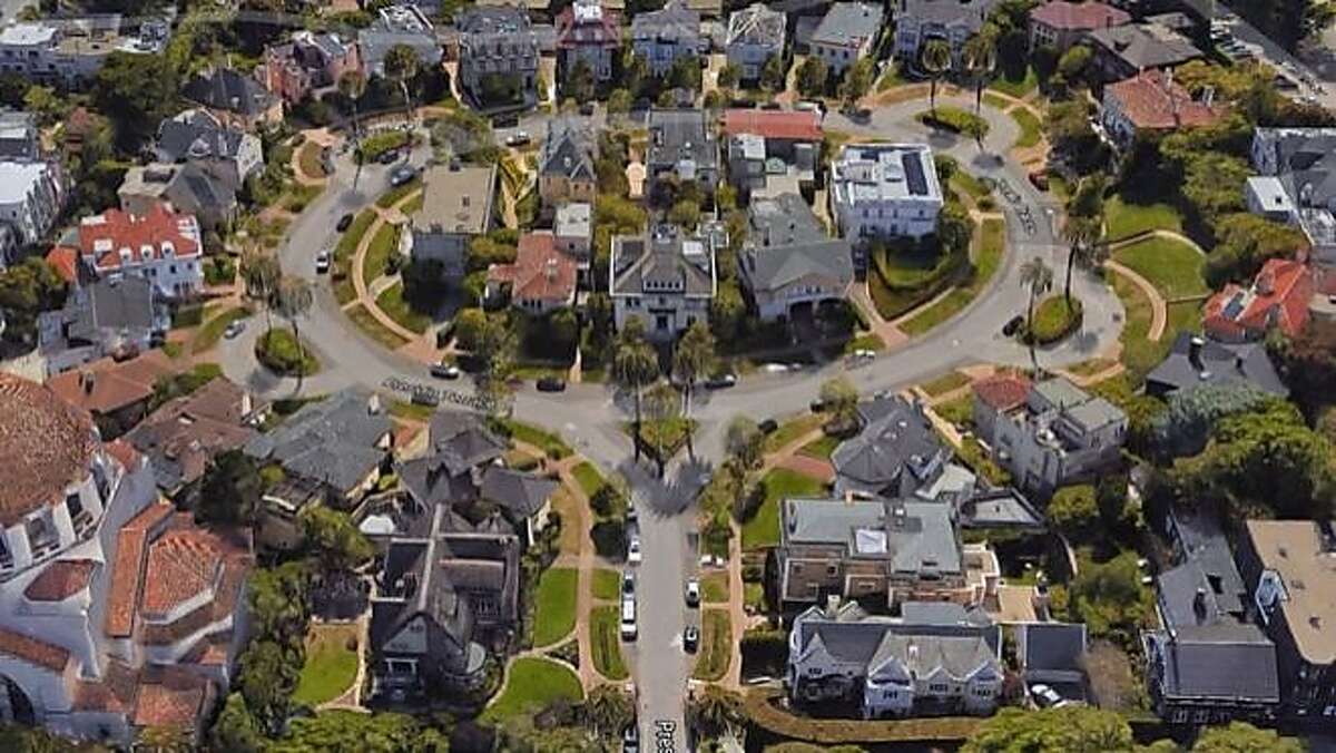 Overhead view of Presidio Terrace, the private street that was sold in a tax auction to a San Jose couple even as homeowners were in the dark.