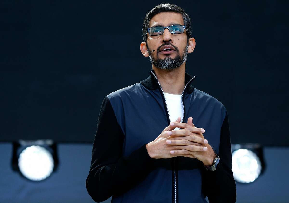 Google CEO Sundar Pichai opens the keynote address during the Google I/O conference at the Shoreline Amphitheatre in Mountain View, Calif. on Wednesday, May 17, 2017.