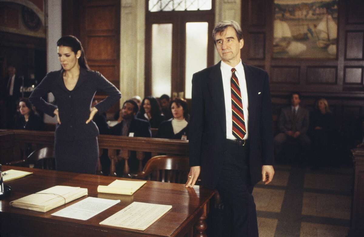 LAW & ORDER -- "Entitled" Episode 14 -- Air Date 02/18/2000 -- Pictured: (l-r) Angie Harmon as A.D.A. Abbie Carmichael, Sam Waterston as Executive A.D.A. Jack McCoy -- Photo by: Jessica Burstein/NBCU Photo Bank