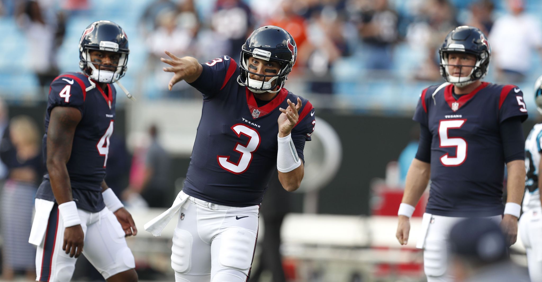 Carolina Panthers' Cam Newton takes picture with Clemson's Deshaun Watson  before game 