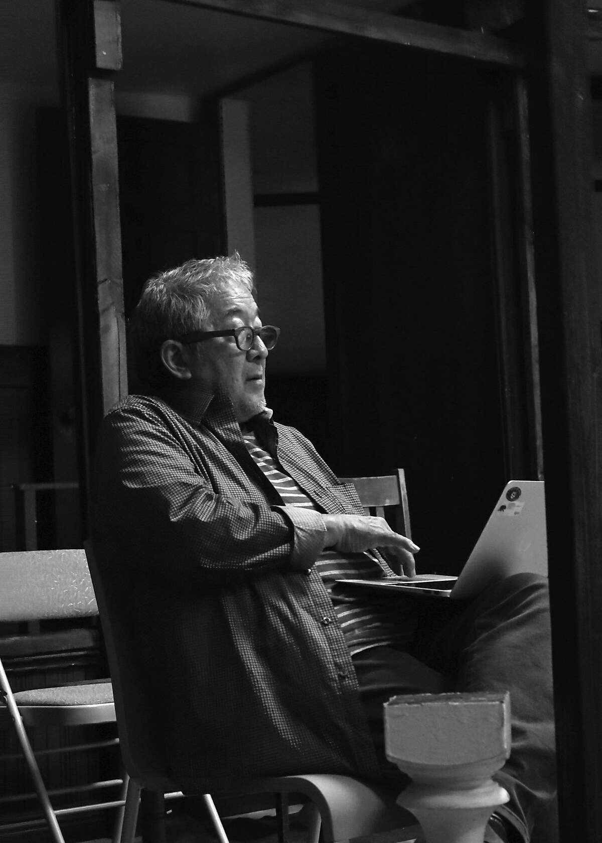 Playwright Philip Kan Gotanda at a rehearsal of his new adaptation of "Rashomon" with Ubuntu Theater ProjectCredit:Simone Finney/Ubuntu Theater Project