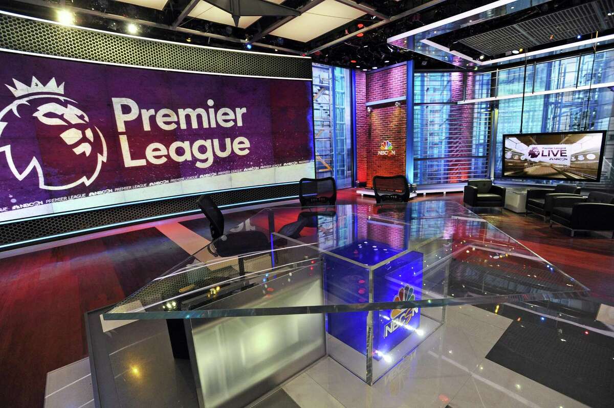 A view of NBC Sports' English Premier League studio inside the NBC Sports headquarters, at 1 Blachley Road, in Stamford, Conn.
