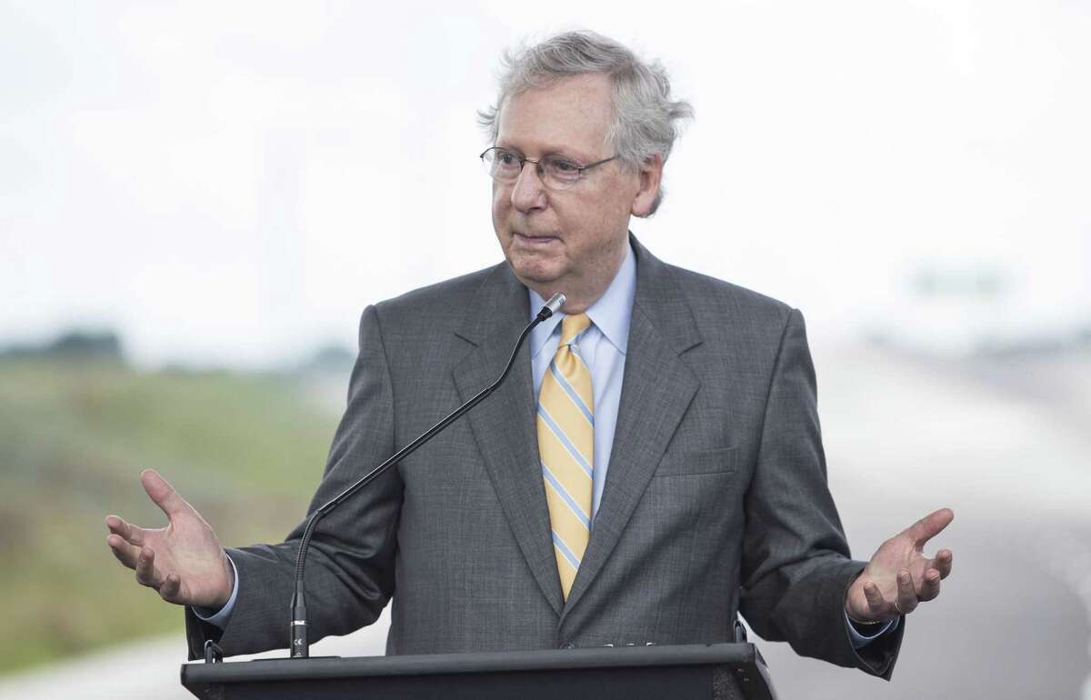 U.S. Sen. Mitch McConnell, R-Ky., speaks during a news conference in July. President Donald Trump has continually criticize the Senate leader for failing to repeal the Affordable Care Act.