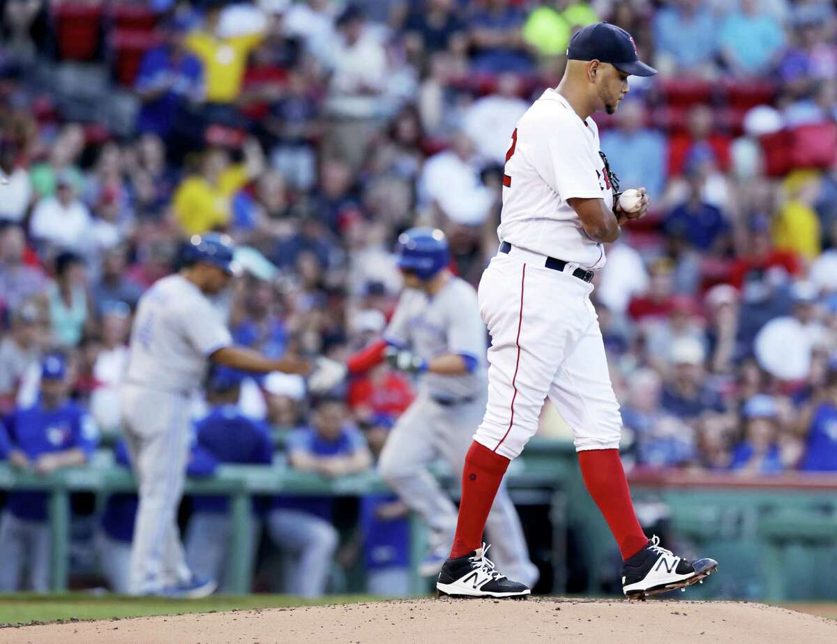 Red Sox starting pitcher Eduardo Rodriguez allowed three runs over 5 1/3 innings on Monday.