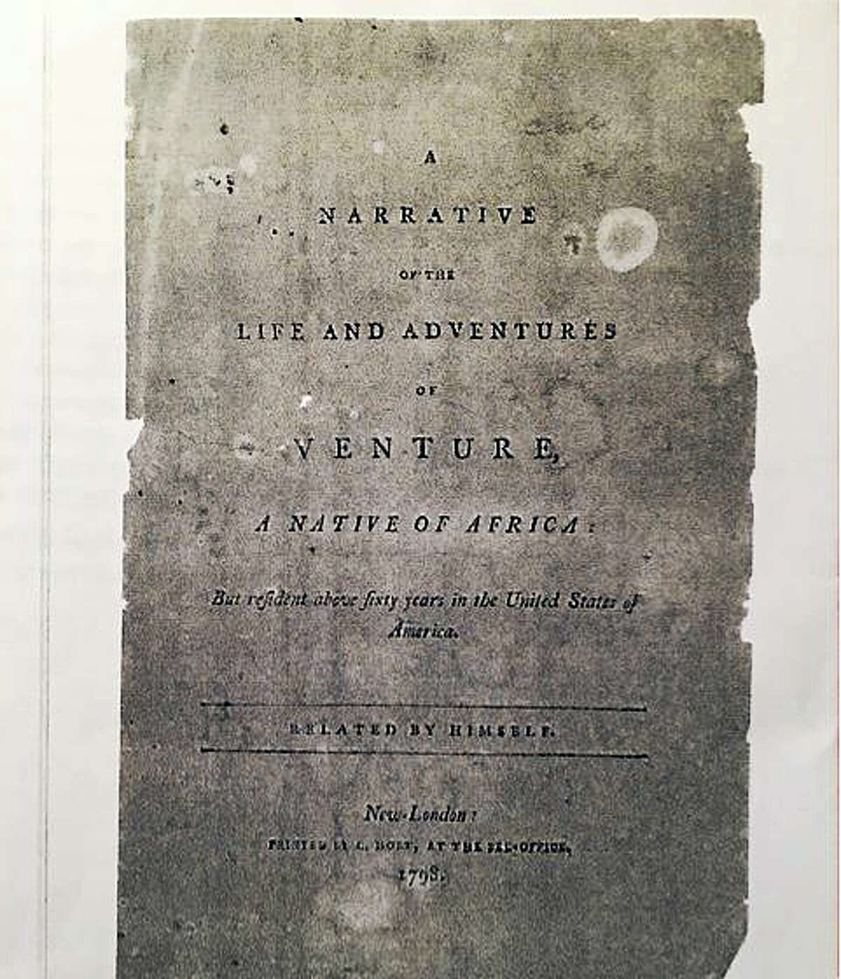 The cover of the 2017 reprinting of Venture Smith’s 1798 pamphlet