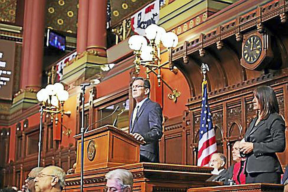 Gov. Dannel P. Malloy gives his budget address Wednesday.