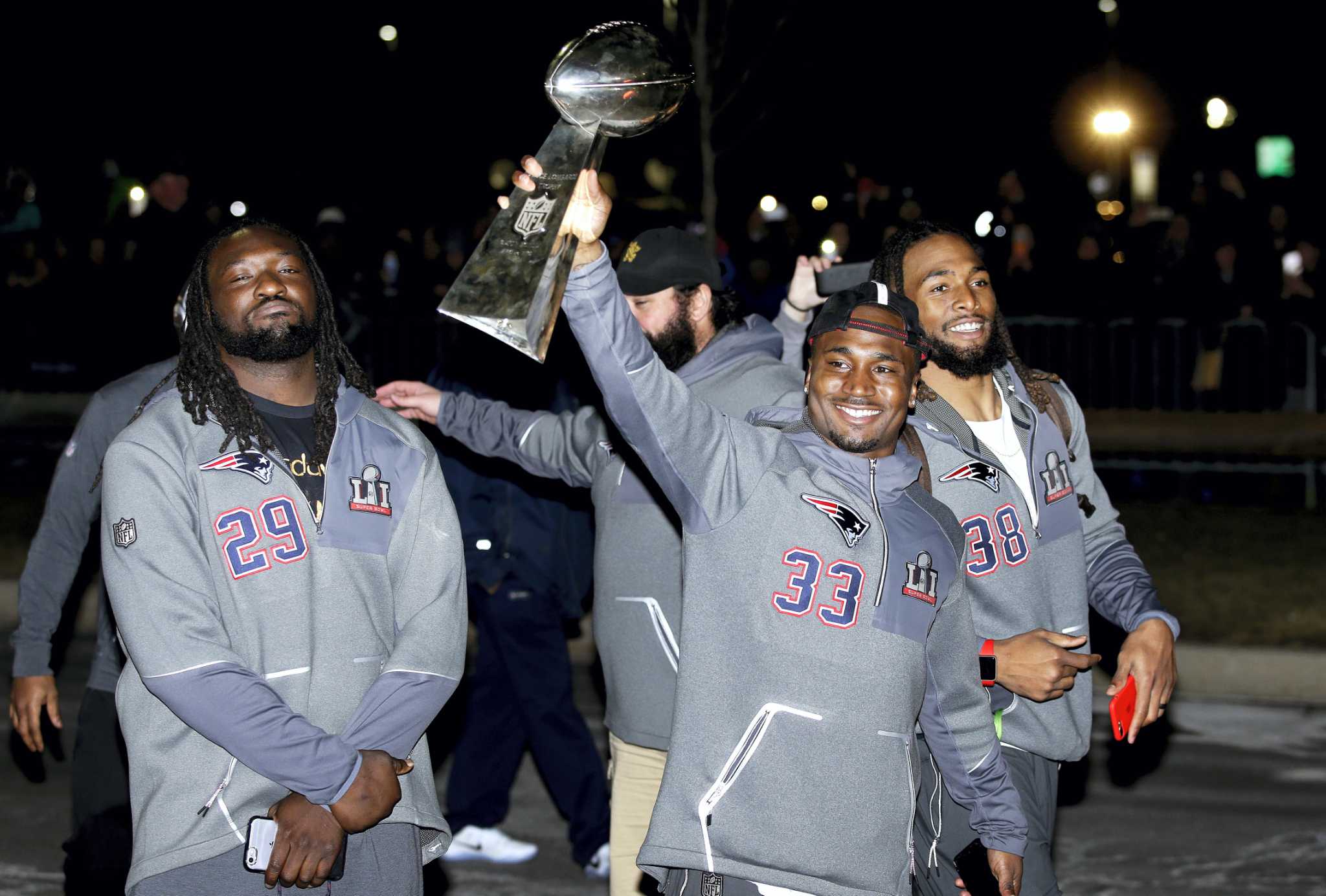 Fans turn out at Gillette Stadium to welcome home their Patriots