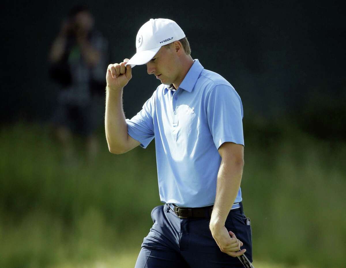 Jordan Spieth reacts on the 10th hole during the first round of the U.S. Open.