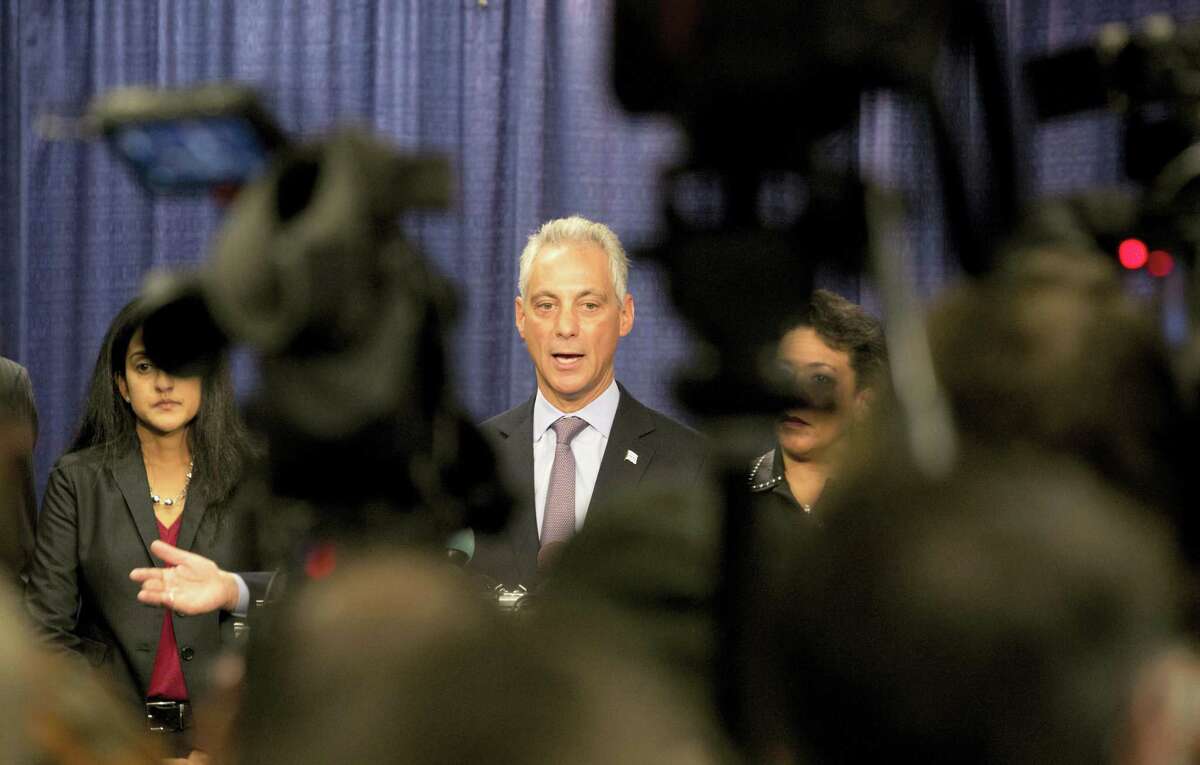 Chicago Mayor Rahm Emanuel answers questions during a news conference Friday, Jan. 13, 2017, in Chicago. The U.S. Justice Department issued a scathing report on civil rights abuses by Chicago’s police department over the years. The report released Friday alleges that institutional Chicago Police Department problems have led to serious civil rights violations, including racial bias and a tendency to use excessive force.