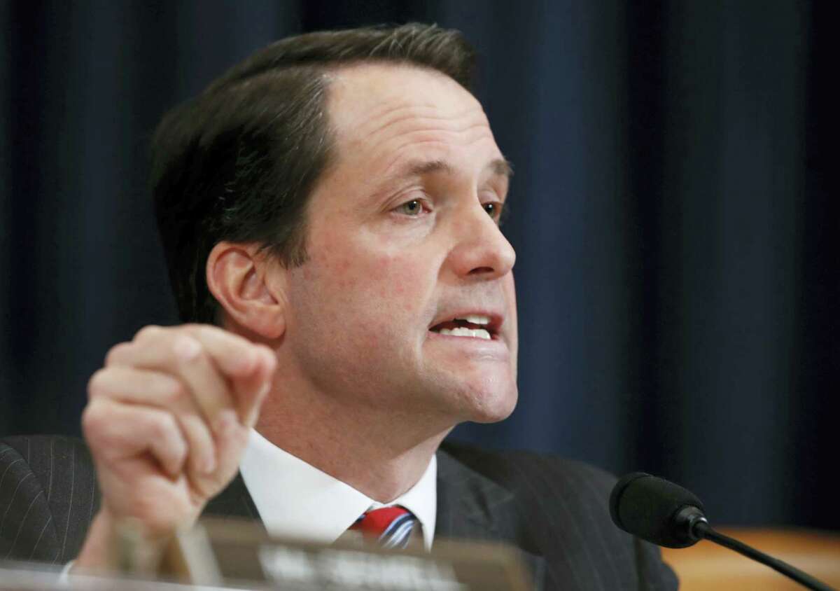 In this photo, House Intelligence Committee member Rep. Jim Himes, D-Conn., questions FBI Director James Comey and National Security Agency Director Michael Rogers on Capitol Hill in Washington, during the committee’s hearing regarding allegations of Russian interference in the 2016 U.S. presidential election. For the third year in a row, the Fairfield County Democrat has proposed perennial legislation that commemorates the Feb. 12 birth date of Charles Darwin. The late British naturalist developed the scientific theory of evolution by natural selection.