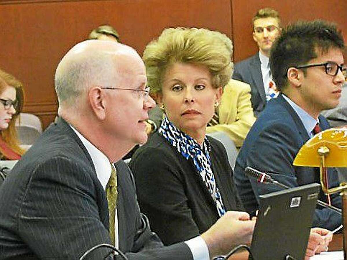 State Comptroller Kevin Lembo and Carol Platt Liebau of the Yankee Institute for Public Policy.