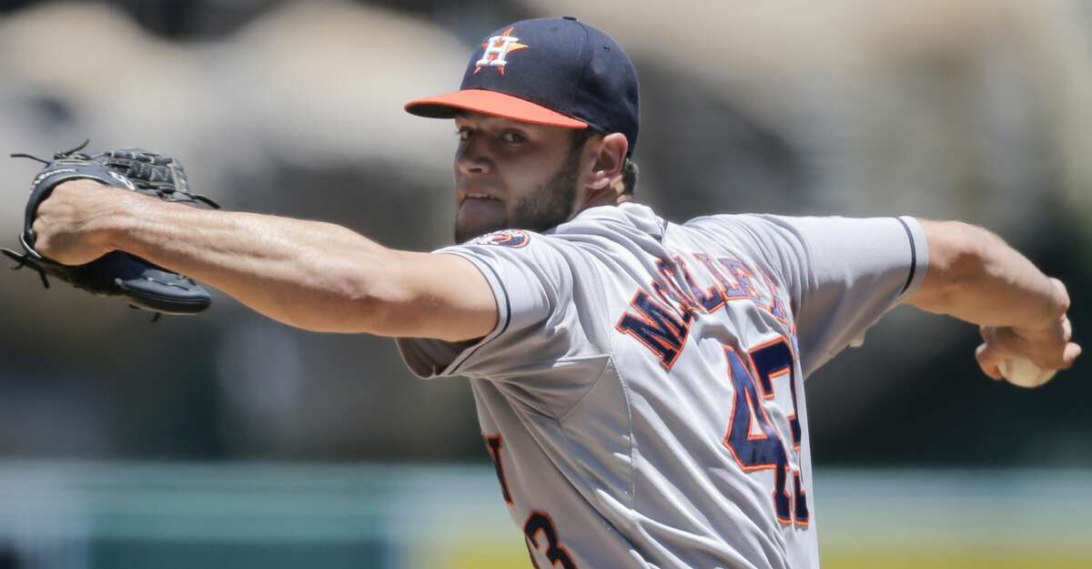 Houston Astros starting pitcher Lance McCullers throws against the Los Angeles Angels during the first inning of a baseball game, Wednesday, June 24, 2015, in Anaheim, Calif. (AP Photo/Jae C. Hong)