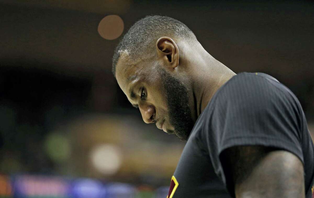 LeBron James looks down during a recent game.