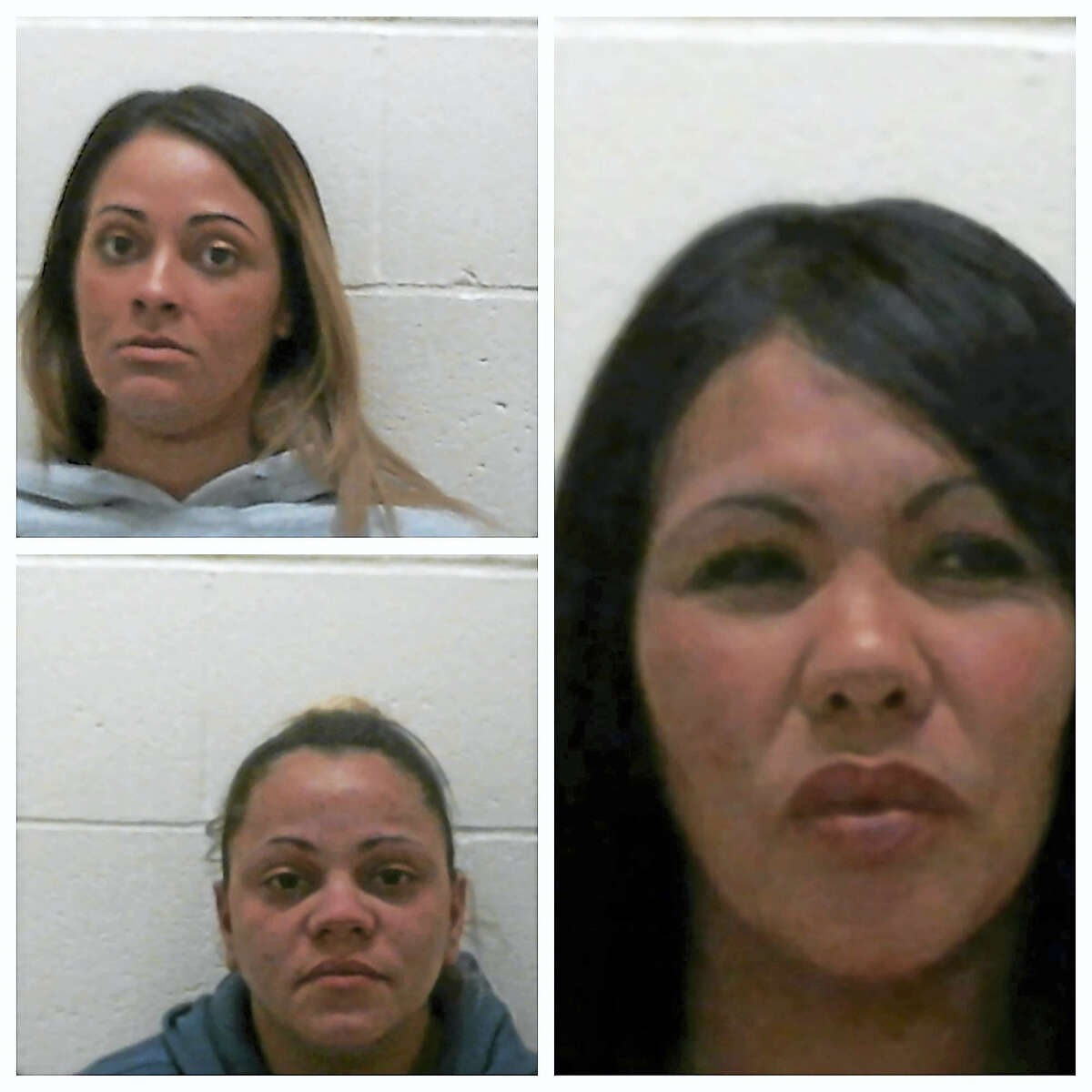 Three females from Springfield, Mass. were charged Saturday, March 4, 2017 for shoplifting nearly $10,000 worth of footwear and clothing from about 13 stores at Clinton Crossing Premium Outlets. Betzaida Rodriguez (top left), Sheyla Orengo (bottom left) and Delia Rodriguez-Perez (right) were charged with second-degree larceny and conspiracy to commit larceny. (Photo courtesy of Clinton Police Department)