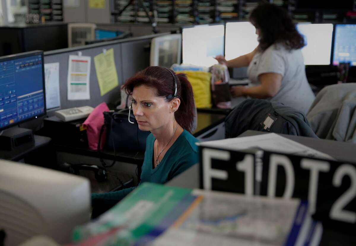 Dispatcher Dawn Mahoney at the San Francisco 911 Emergency Call Center on Mon. July 31, 2017 in San Francisco, Ca.