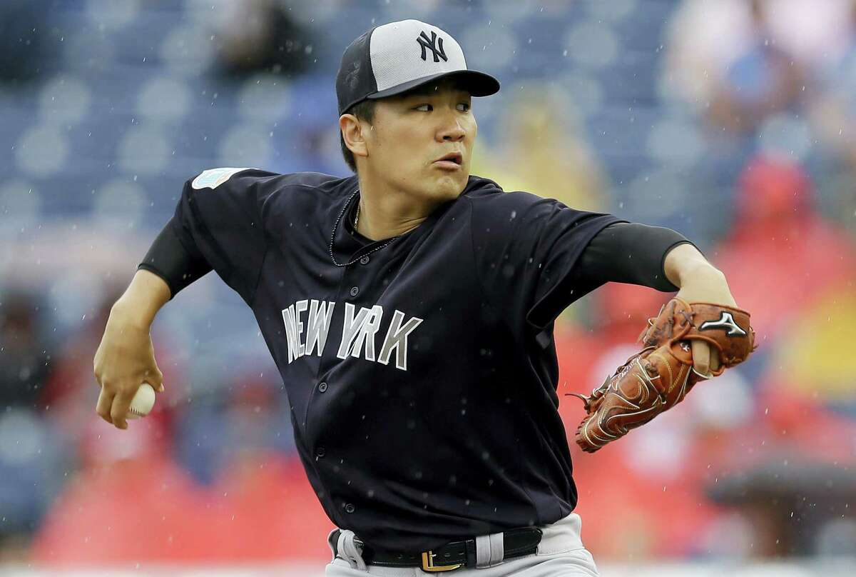 New York Yankees starting pitcher Masahiro Tanaka, seen here pitching against the Phillies Tuesday, will be the Yankees pitcher on opening day Monday.