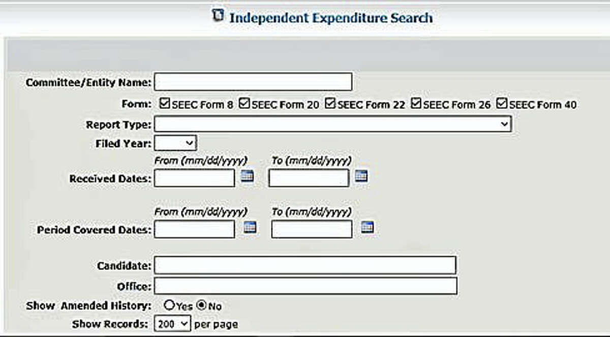 Independent expenditure search on the State Elections Enforcement Commission website