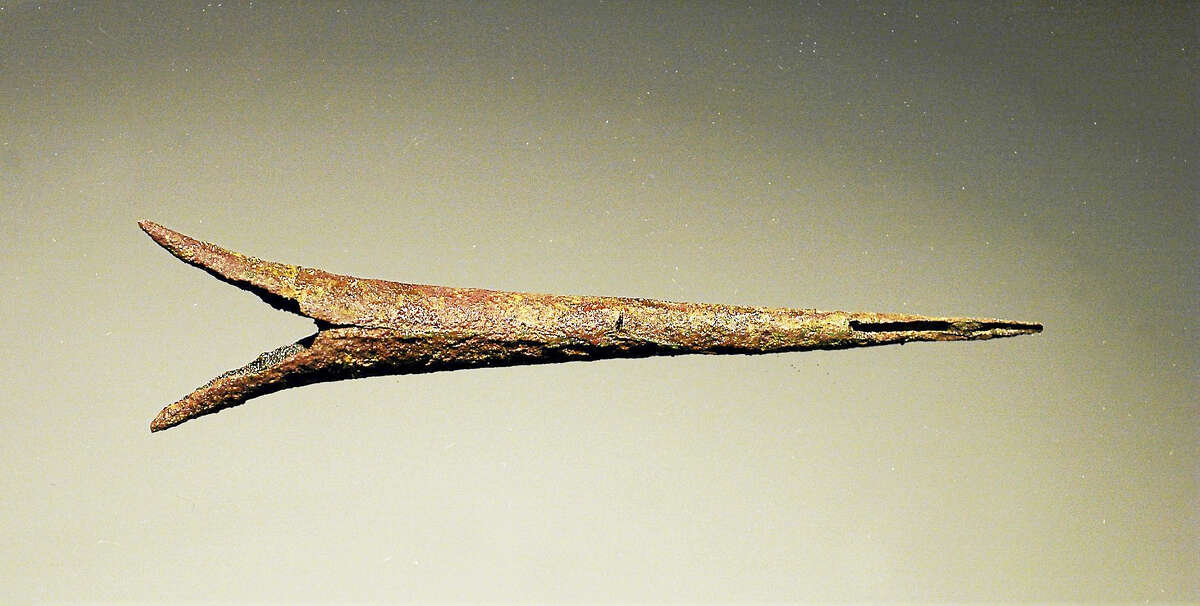 Rolled brass conical point carried and used by the Wangunk of the middle Connecticut River valley, allies of the English.
