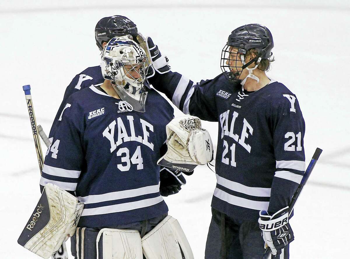 Yale goalie Alex Lyon (34) will forgo his senior season to sign an NHL contract.