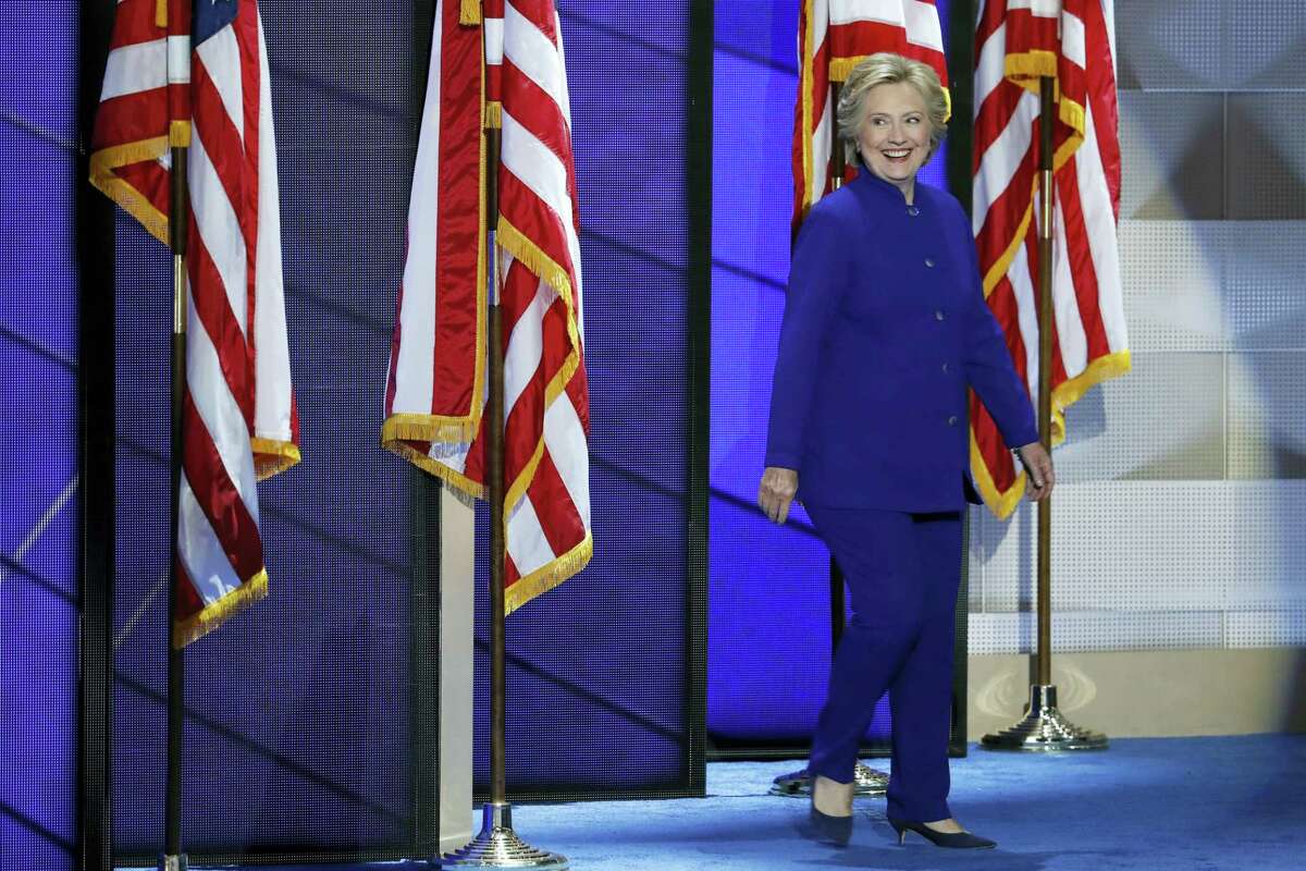 Democratic presidential nominee Hillary Clinton walks on stage after President Barack Obama’s speech during the third day of the Democratic National Convention in Philadelphia on July 27, 2016.