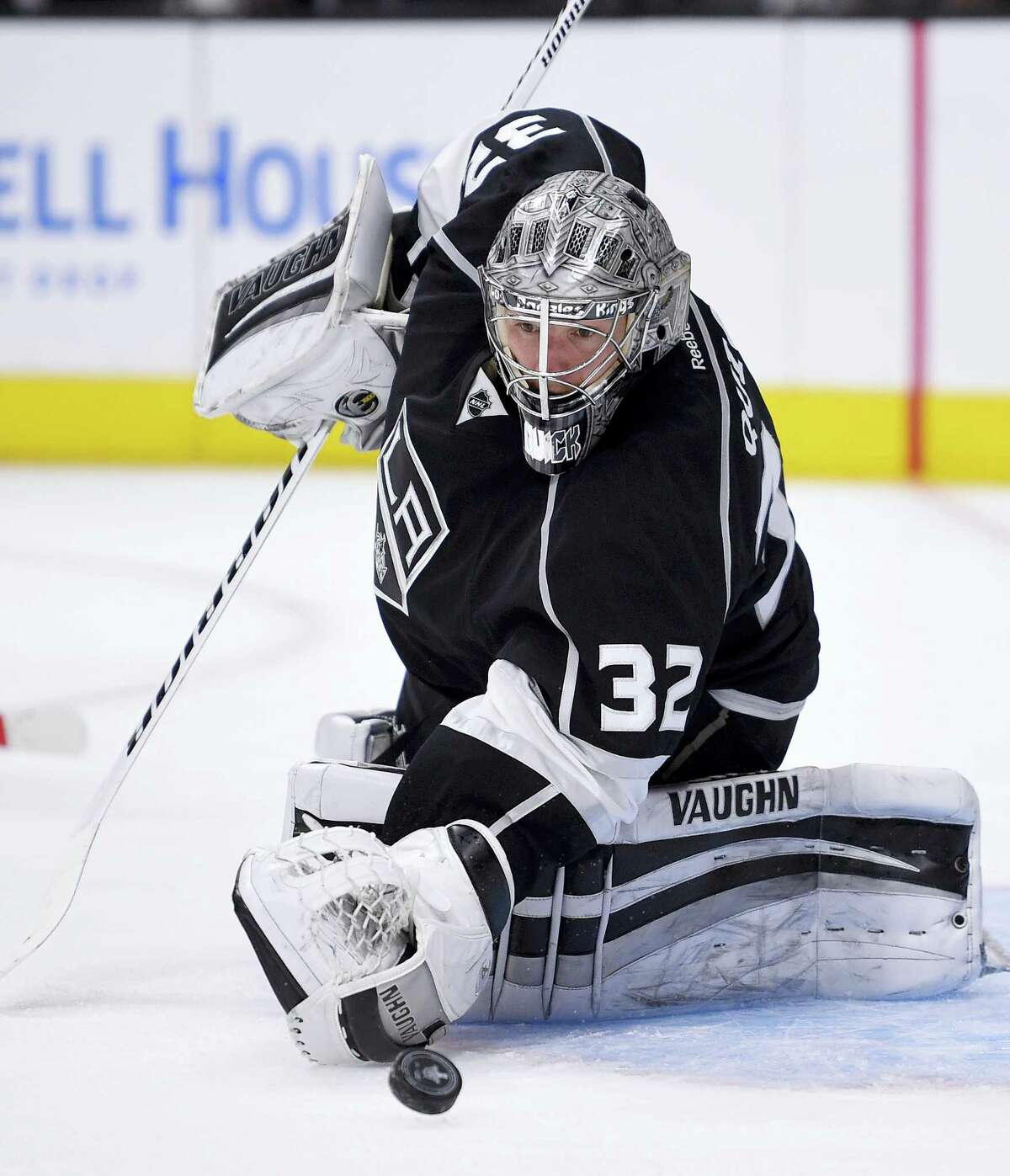 In this Friday file photo, Los Angeles Kings goalie Jonathan Quick, of Hamden, stops a shot during the first period of Game 5 in an NHL hockey Stanley Cup playoffs first-round series against the San Jose Sharks in Los Angeles. The NHL’s injured-reserve list could ice its own all-star lineup. If it seems the league is missing some of its top talent due to injuries a quarter into the season, you’re not mistaken.