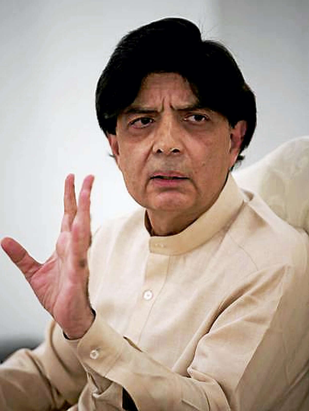 Pakistan’s Interior Minister, Chaudhry Nisar Ali Khan addresses a news conference in Islamabad, Pakistan, Tuesday, May 24, 2016. Khan said authorities will perform DNA tests on the body of a man who was killed in an American drone strike to determine whether the slain man is actually Taliban chief Mullah Mohammed Akhtar Mansour. Khan also condemned the drone strike, calling it a violation of Pakistan’s sovereignty.