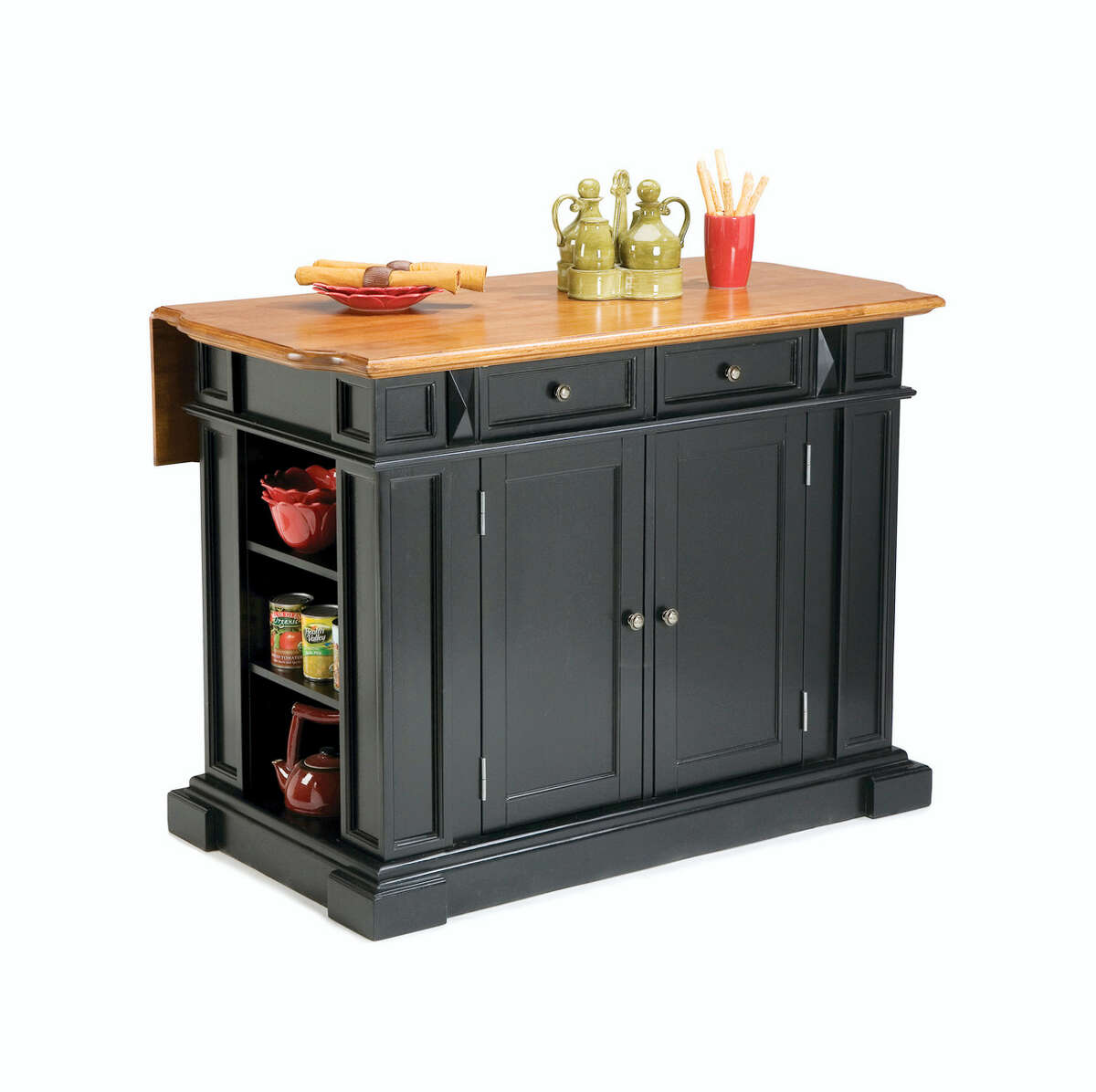 In this photo provided by Houzz.com, a transitional kitchen island or cart in black would be a smart way to introduce the color without committing to more permanent elements like cabinetry. This one from Houzz combines on-trend distressed wood with black.