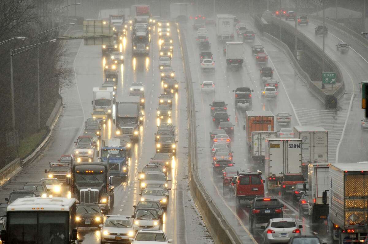 Traffic crawls along Interstate 84 in Danbury in this 2014 file photo.