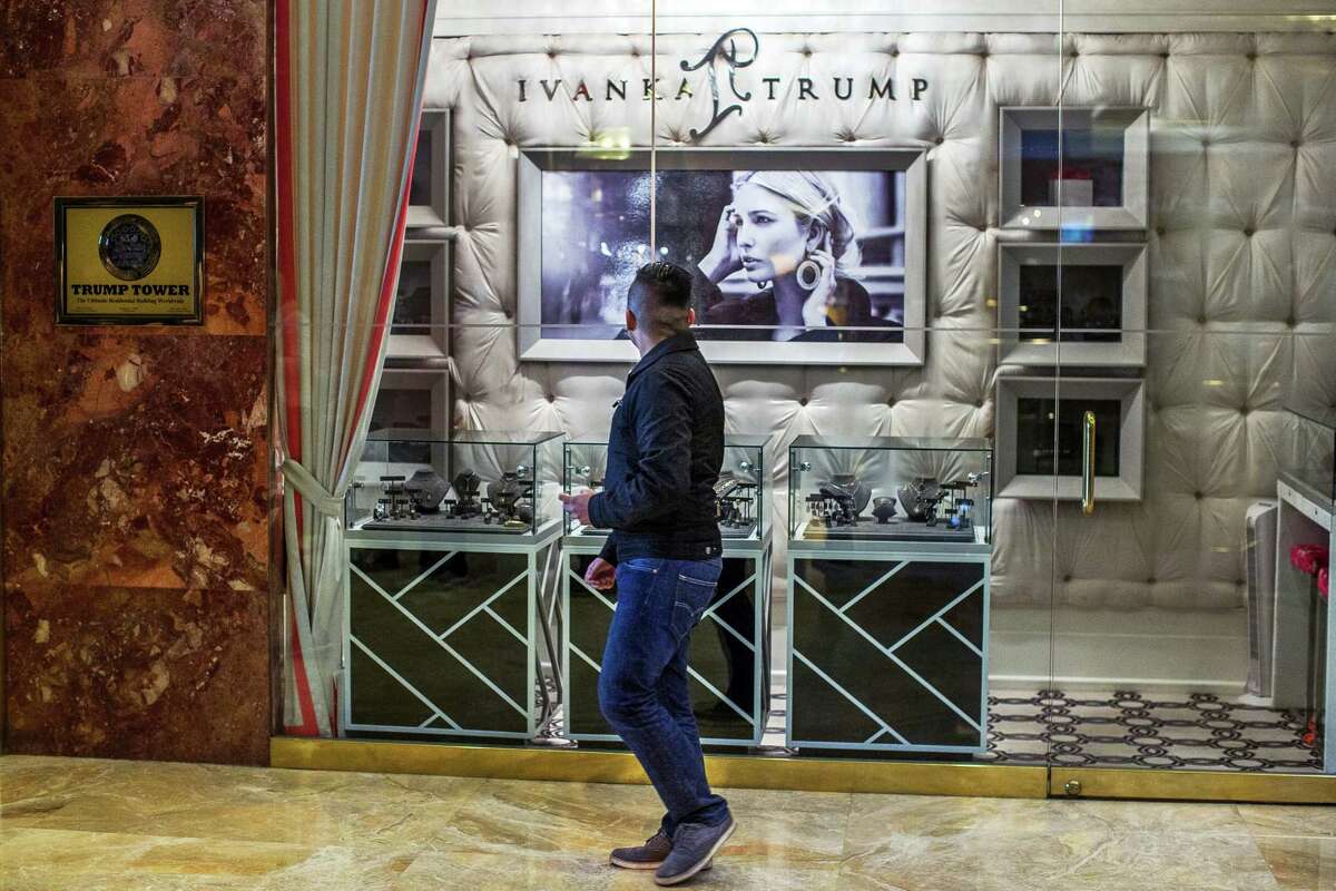 A man looks at the Ivanka Trump collection as he walks inside Trump Tower in New York Nov. 18.