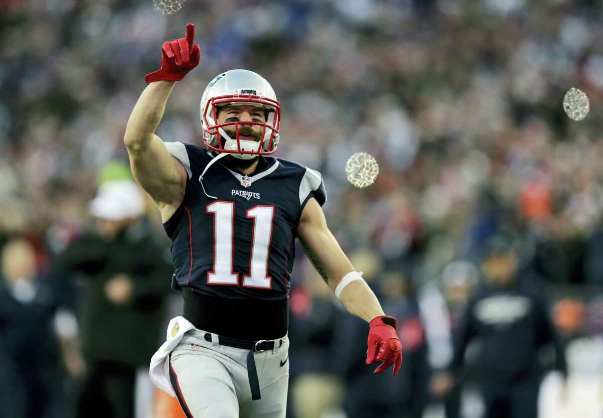 Patriots wide receiver Julian Edelman had 10 catches for a 100 yards in Sunday’s win over the Chiefs.