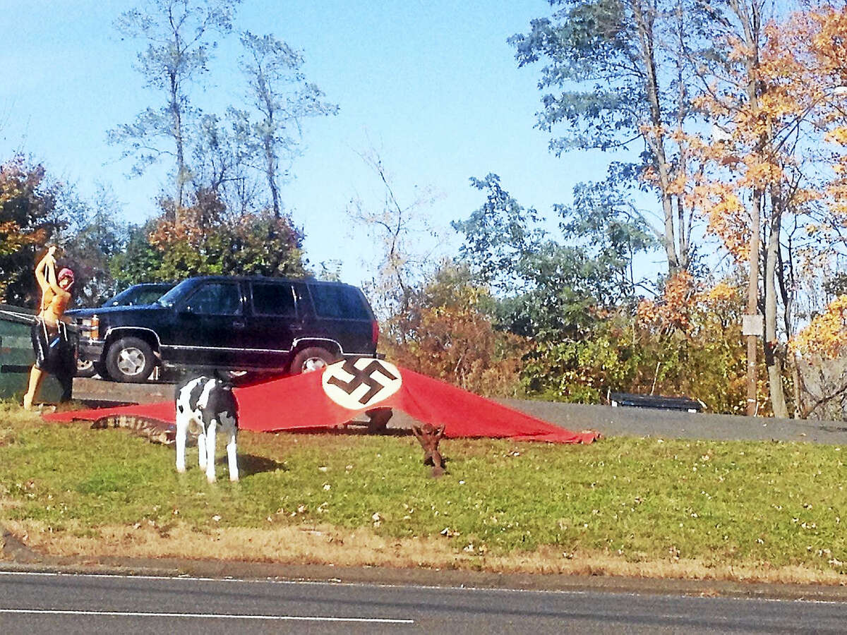 A Nazi flag was displayed recently at Jimmy D's Antiques Store on Route 66 in Middlefield.