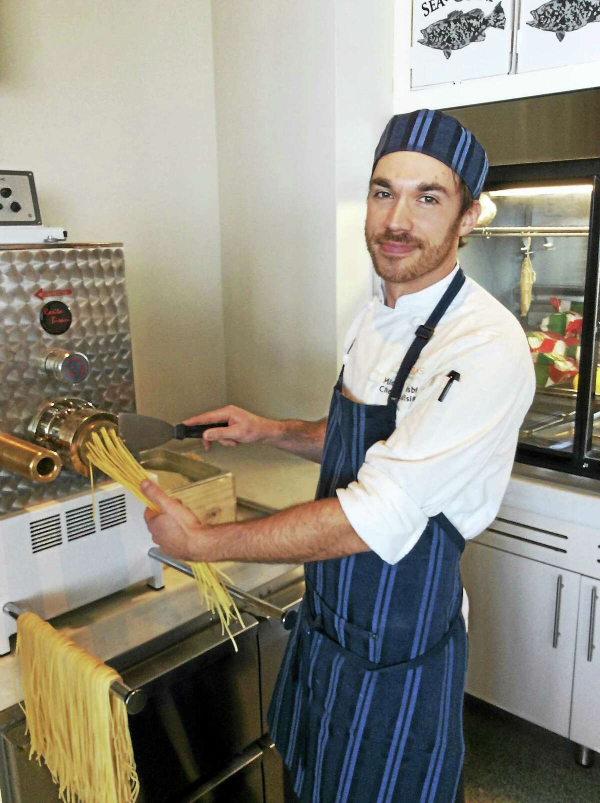 Mike Crosby, chef de cuisine, making the pasta at the Opal Sands Resort.