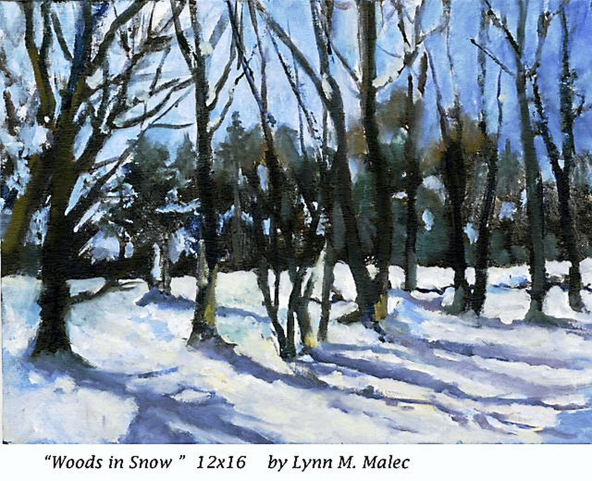 Contributed photoWoods in Snow, a painting by Lynn M. Malec, is part of Maple and Main Gallery's holiday show.