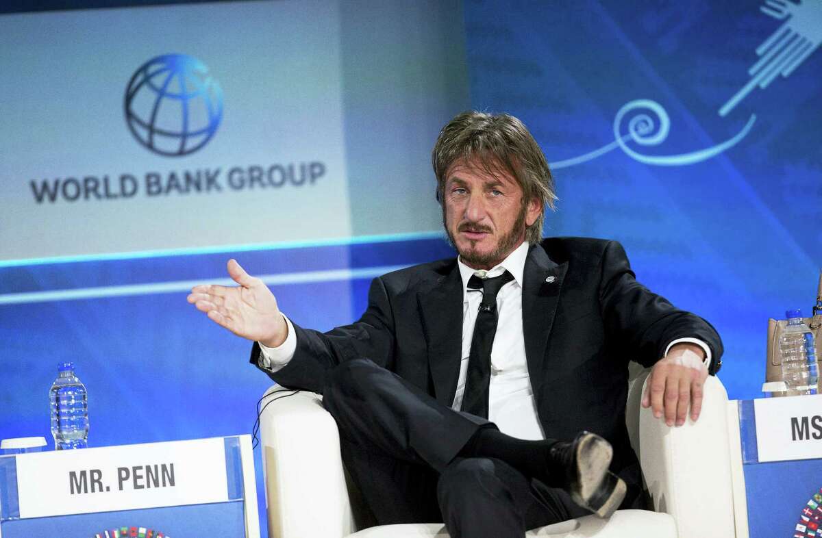 In this Oct. 8, 2015 file photo, Sean Penn speaks during a forum with young entrepreneurs during the IMF and World Bank annual meeting in Lima, Peru.