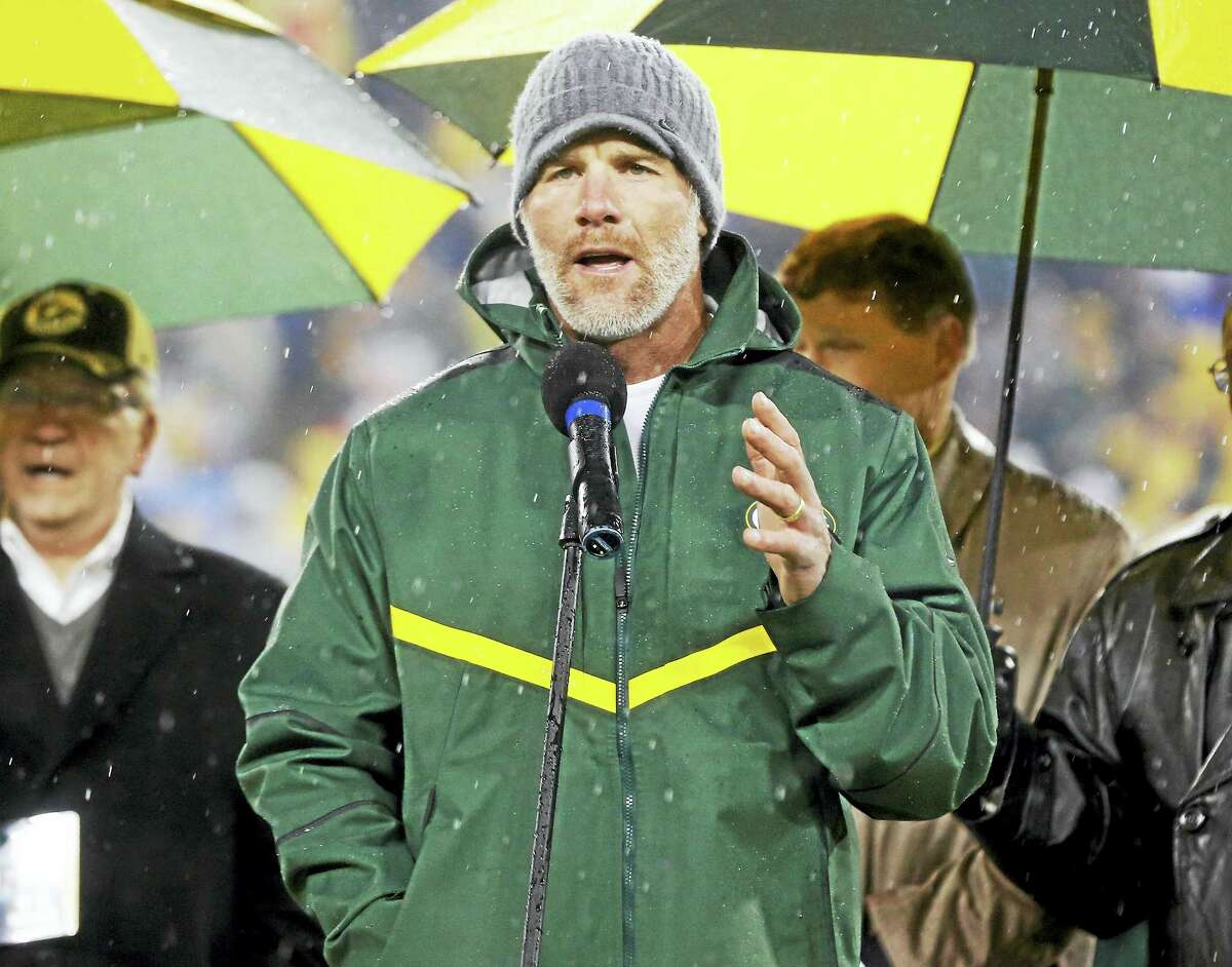 Brett Favre is among three first-time eligibles to make the list of 15 finalists for election to the Pro Football Hall of Fame.