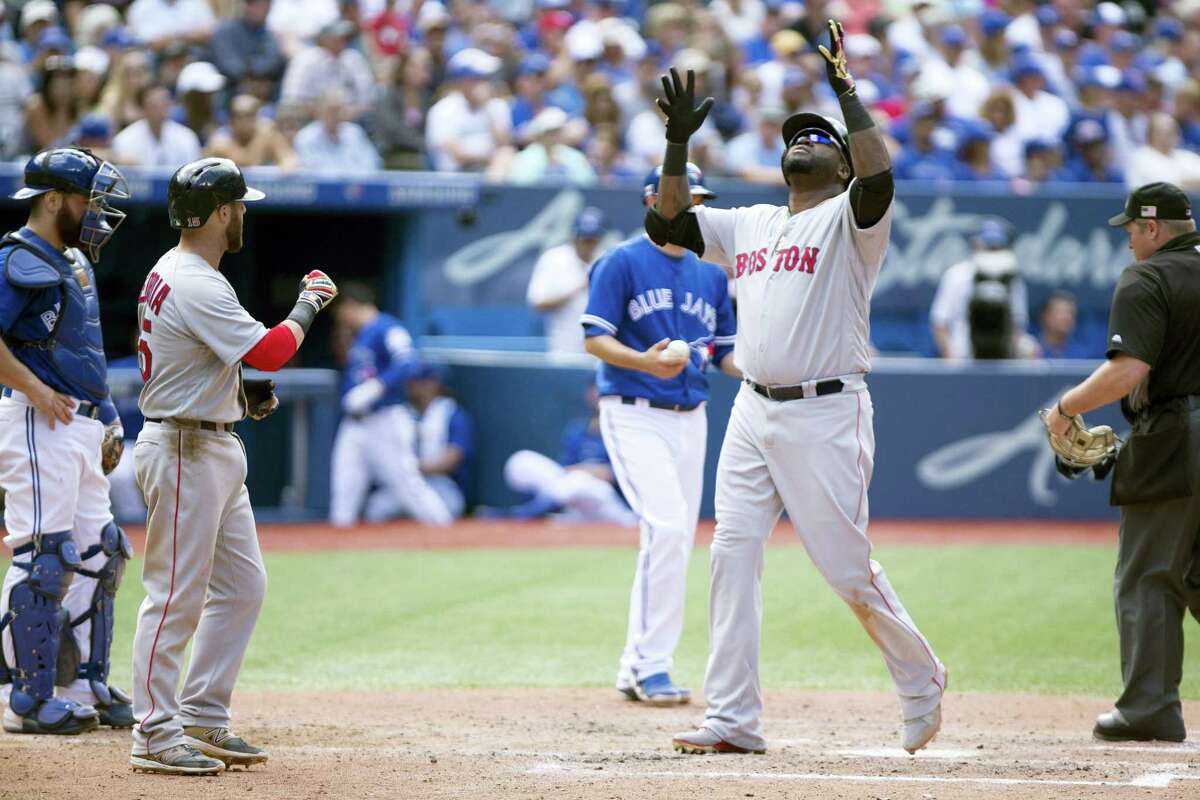David Ortiz looks skyward following his three-run homer in the sixth inning on Sunday.