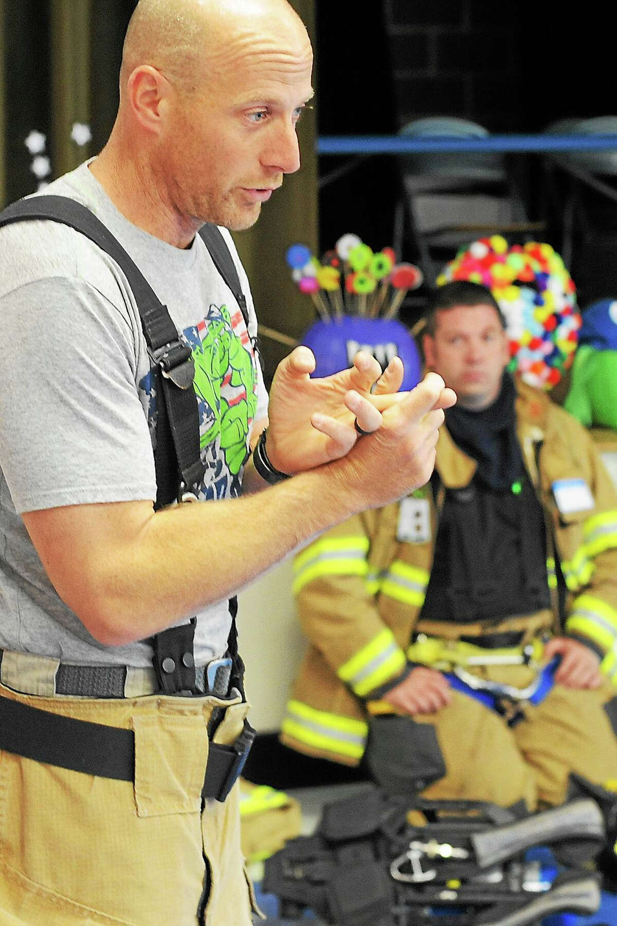 Last year, members of the Haddam Volunteer Fire Company gave an educational demonstration to elementary school children during fire prevention week.