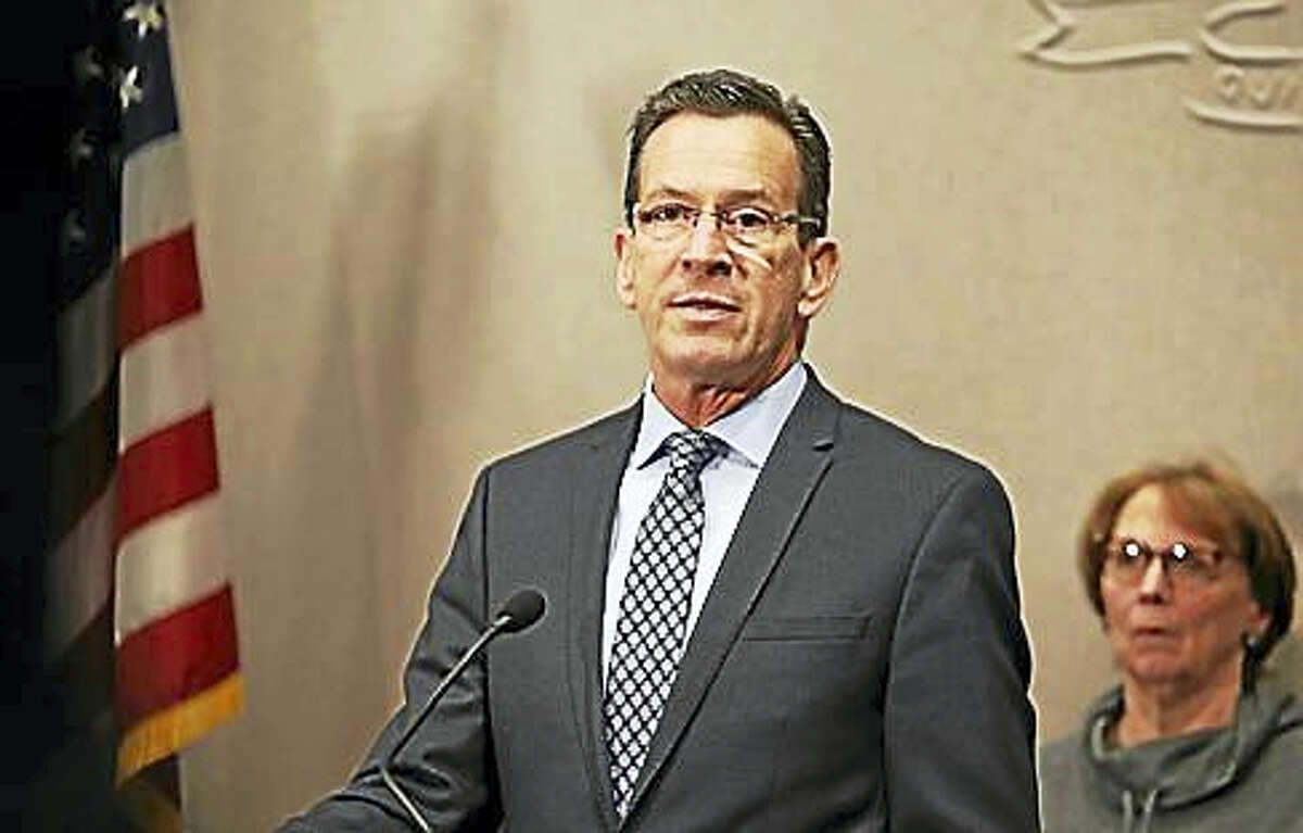 Gov. Dannel P. Malloy at a press conference Friday at the Legislative Office Building. (Christine Stuart - CT News Junkie)