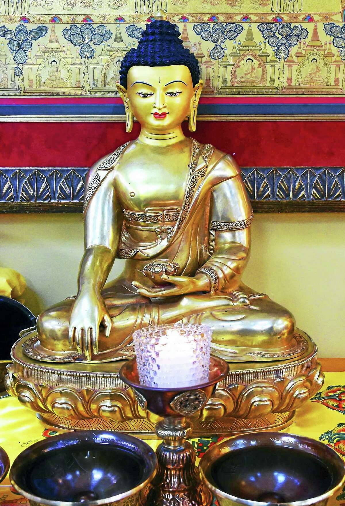 A sculpture of the Buddha Shakyamuni at the Buddhist Meditation Center of Guilford.