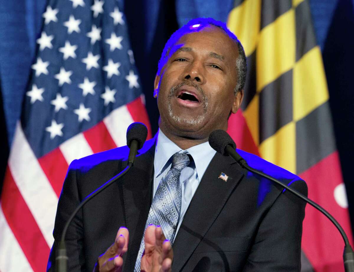 In this March 1, 2016, file photo, Ben Carson speaks during an election night party in Baltimore. Carson says “no path forward” in 2016 race after Super Tuesday results.