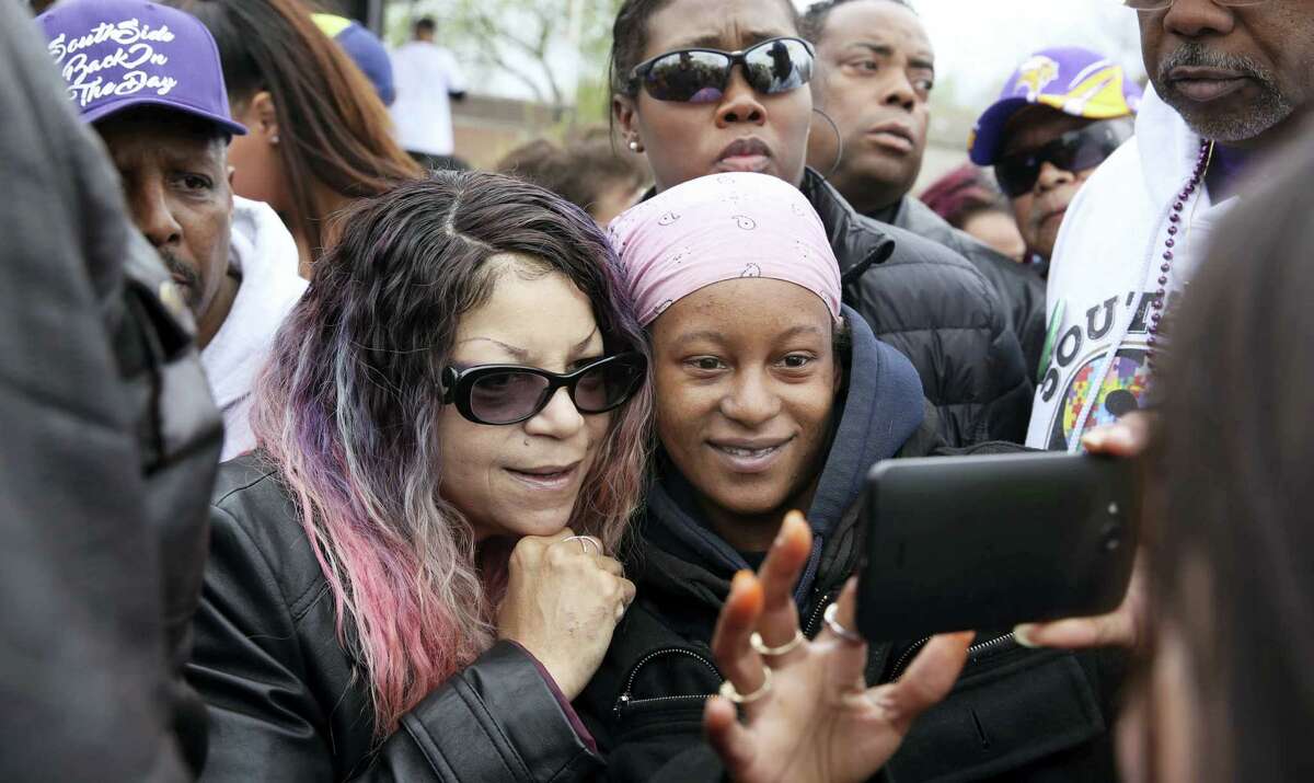 Prince’s sister, Tyka Nelson, left, greeted fans during a Prince Block Party Saturday, April 30, 2016, at Sabathani Community Center in Minneapolis, Minn.