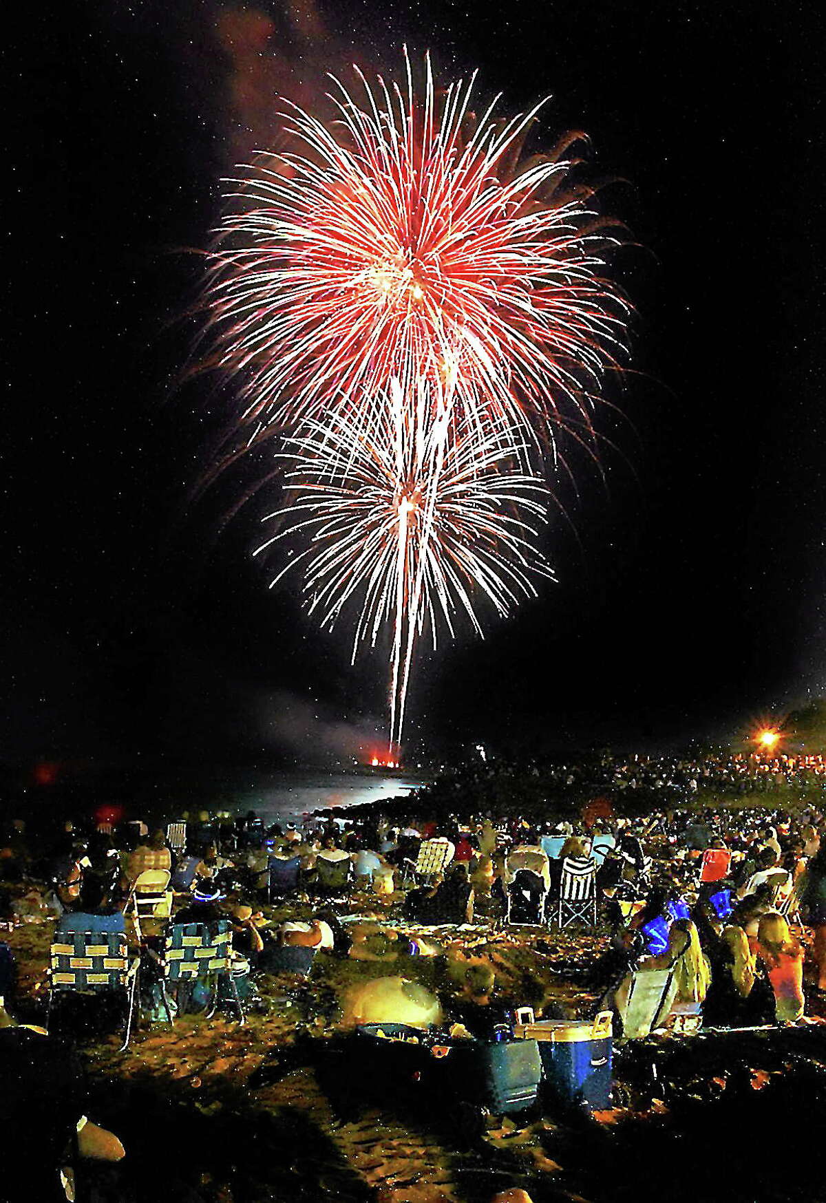 Fireworks at the Savin Rock beach area of West Haven.