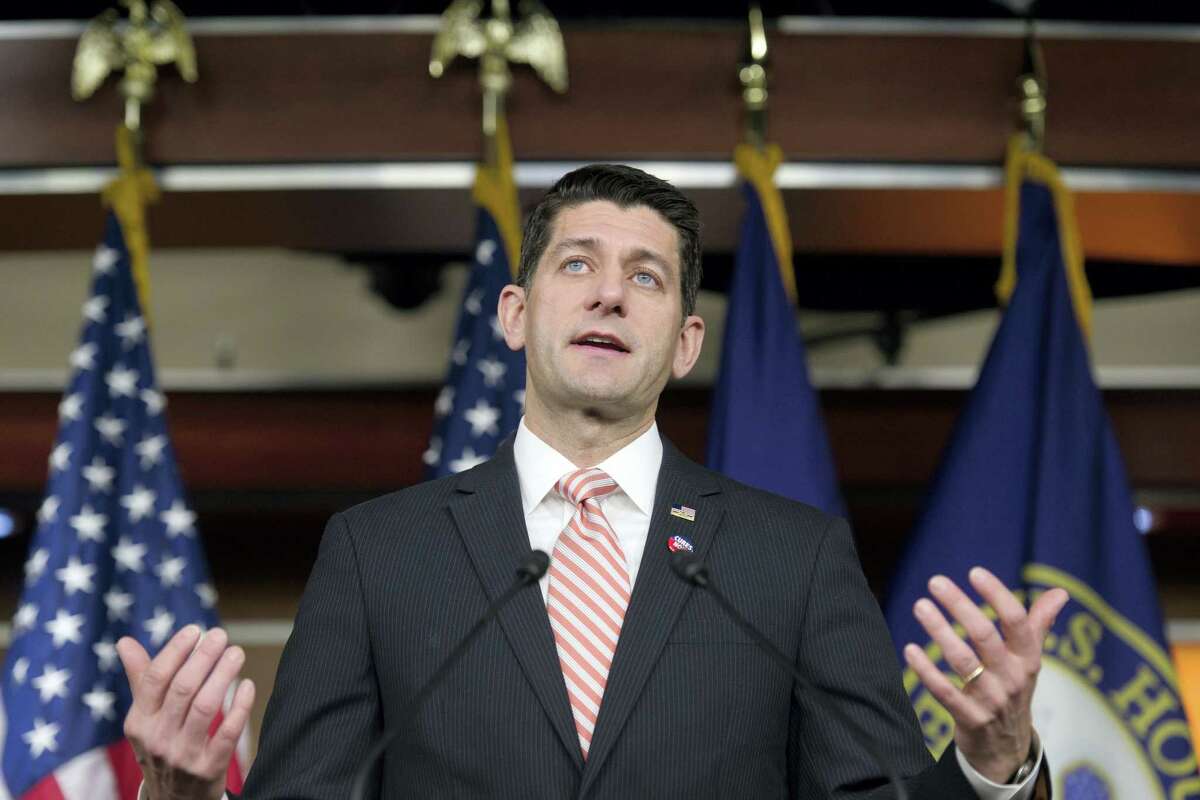 House Speaker Paul Ryan of Wis. speaks during a news conference on Capitol Hill in Washington.