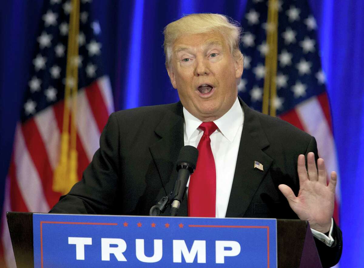In this June 22, 2016, file photo, Republican presidential candidate Donald Trump speaks in New York. From the start, Trump’Äôs call ‘Äúfor a total and complete shutdown of Muslims entering the United States’Äù has been a signature of the Republican’Äôs campaign for president. Yet from that first moment, the White House candidate has evaded questions when pressed for details. Now, faced with sliding poll numbers, his spokeswoman says he’Äôs no longer seeking the ban at all.