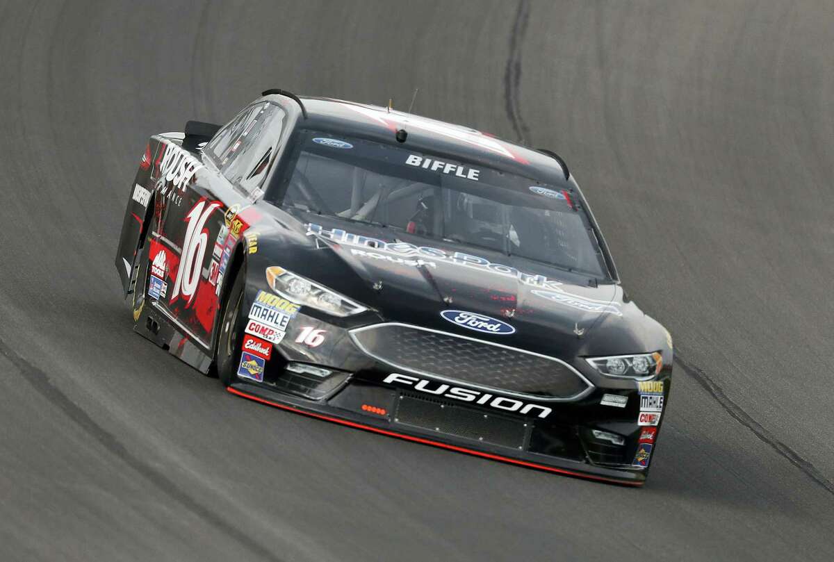 Greg Biffle practices on Saturday for the NASCAR Sprint Cup race at Michigan International Speedway.