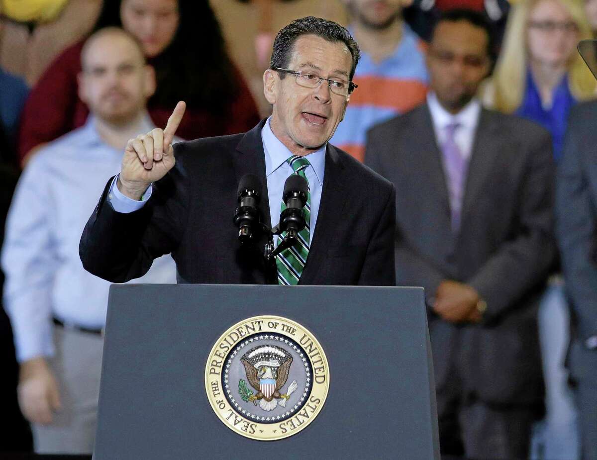 Connecticut Gov. Dannel P. Malloy speaks about minimum wage in this 2014 file photo.